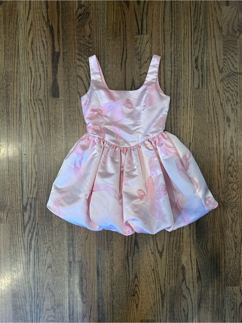 LoveShackFancy Pink Satin Floral Bubble Dress